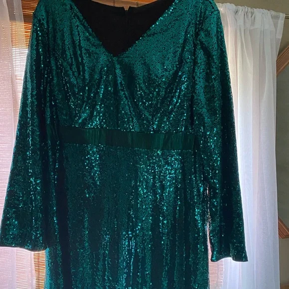 Emerald Green Sequin Gown - Picture 3 of 7